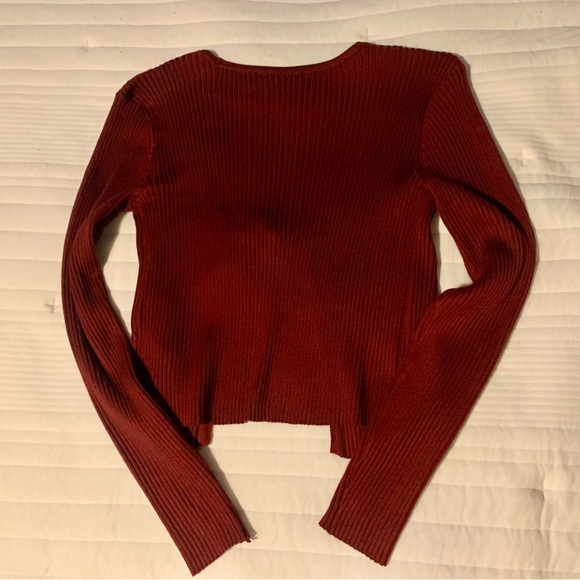 Maroon Crop Sweater - Picture 3 of 4